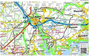 Circuit du 23 mars
La Trinité, Riviere Crach, Auray, Le Bono, Lanester, Le Guern, Le Blair, Meriadec, Toulvern, Baden, Kervernec, Ploeren, Pliant, Meriadec, Ste Anne, Auray gare, Ploemel, Carnac