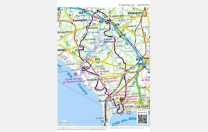 Parcours du 26 octobre. Yacht club, St Colomban, Plouharnel, Ste Barbe, Kerhilio, Erdeven, Etel, Pont Lorois, Ste Hélene, Nostang, Langombrach, Mendon, Moustoir, Ploemel