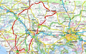 parcours du 01 février 78km:le haon,locoal mendon,landaul,pluvigner,bieuzy,grand champs,plumergat,st anne,auray,crach,la trinité, carnac