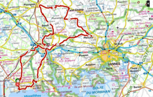 Parcours du 22 février : la trinité(cote),crach,auray,st anne,pluvigner,brandivy,le poteau, plumergat, plescop, mériadec,pluneret,auray,léaulet,ploemel,carnac